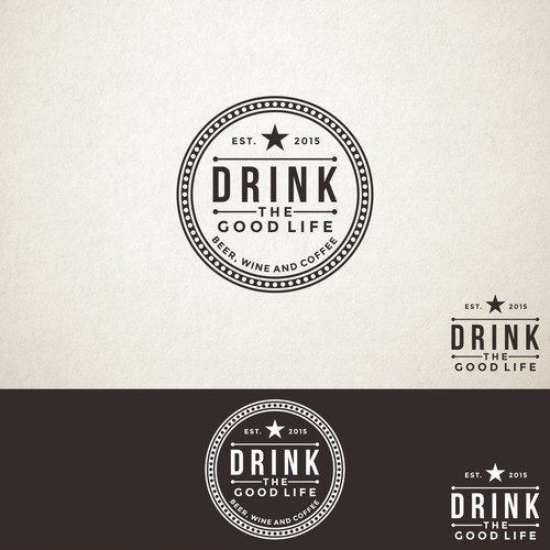 Modern vintage logo with the title 'Emblems logo for Growlers, Mugs and Accessories for Beer, Wine and Coffee Company'