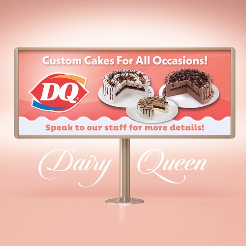 Dairy design with the title 'Dairy Queen Custom Cakes Banner'