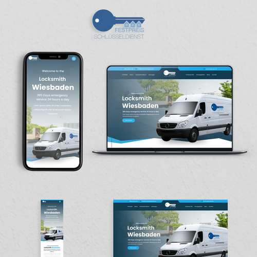 Mobile responsive website with the title 'Festpreise Schlüsseldienst'