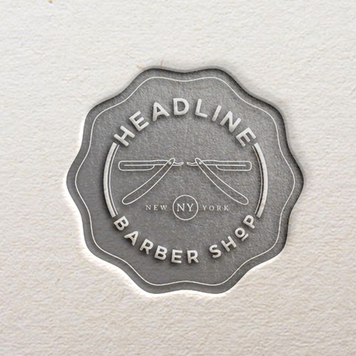 Barber design with the title 'A simple seal for a hipster barber shop in New York'