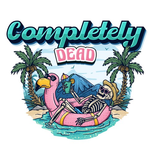 Beachwear design with the title 'Completely Dead'