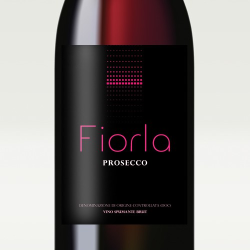 Pink label with the title 'Modern, elegant wine label for italian sparkling wine Fiorla'