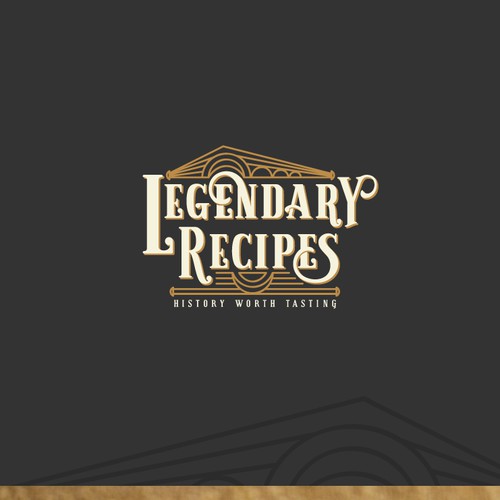 Art Deco logo with the title 'Legendary Recipes'
