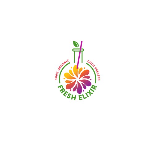 Juice bar design with the title 'Fresh Elixir Juice'