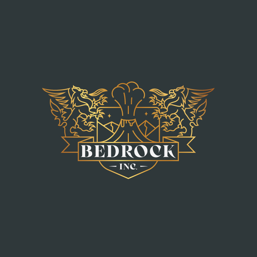 Shield logo with the title 'Luxurious line art crest logo done for Bedrock Inc.'