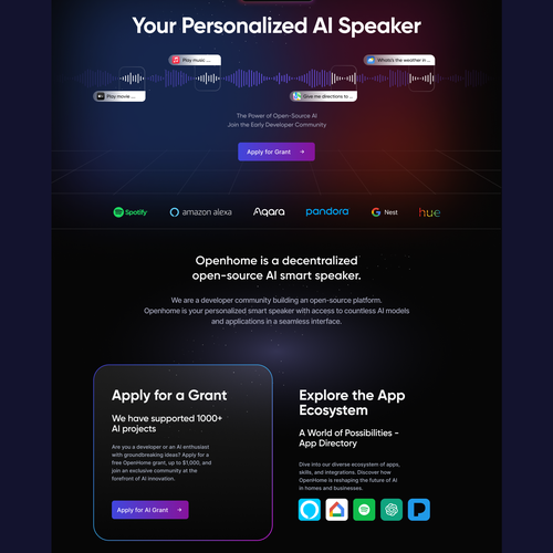 Techno design with the title 'Ai speaker website'