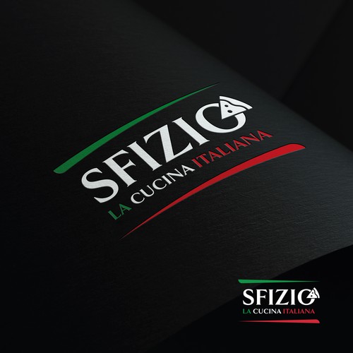 Italian cuisine logo with the title 'SFIZIO, LA CUCINA ITALIAN'