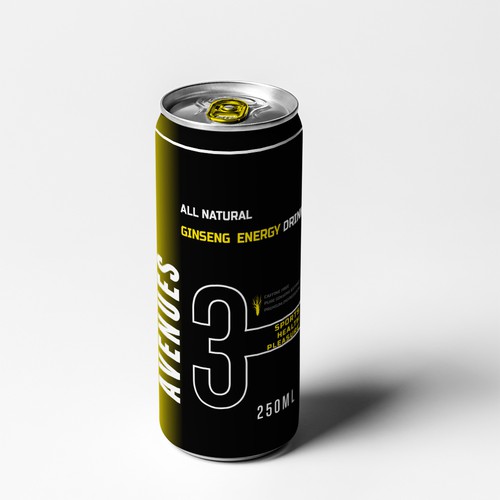 Energy drink label with the title 'Minimalist High Class All Natural Energy Drink'