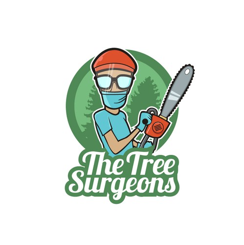 Saw blade logo with the title 'The tree surgeons'