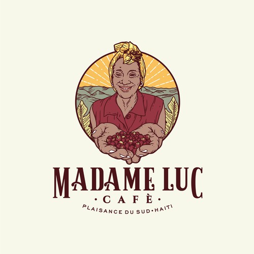 Coffee bean logo with the title 'Logo for Madame Luc Cafe'