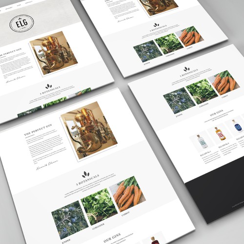 Gin design with the title 'ELG Gins Logo and Website Design'