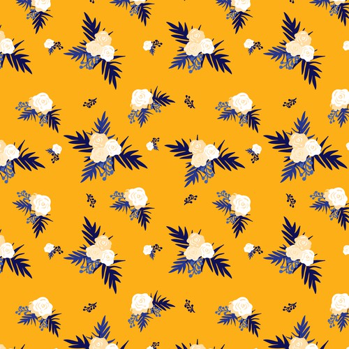 Yellow artwork with the title 'Mustard Flower Pattern'