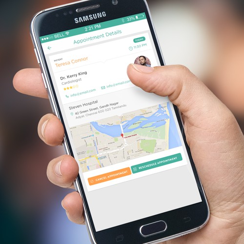 Schedule design with the title 'hCue app'