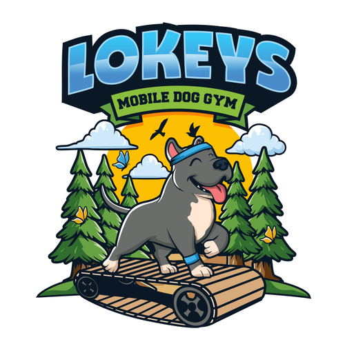 Cat and dog logo with the title 'fun dag mascot for mobile gym dog, playful designs'