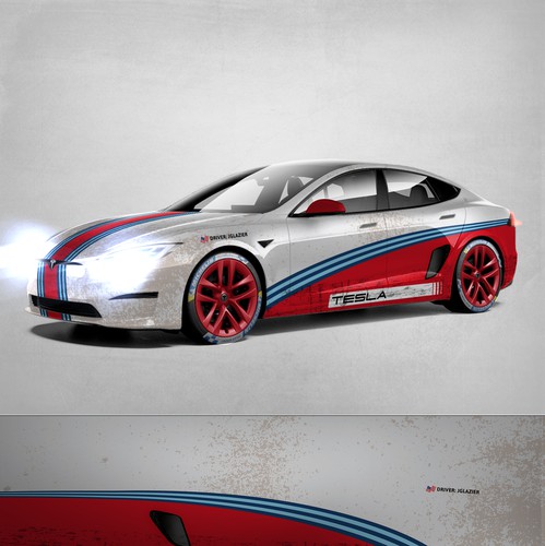 Vehicle graphic design with the title 'Tesla Concept'