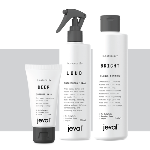 Fashion packaging with the title 'Leading Hair Styling product range needs new minimal style packaging'