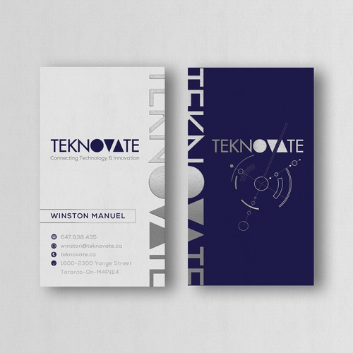 Vertical design with the title 'Silver Foil Business Card'