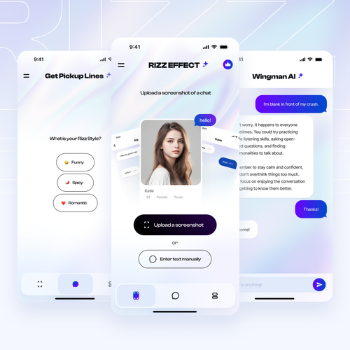 Holographic design with the title 'Wingman Assistant'