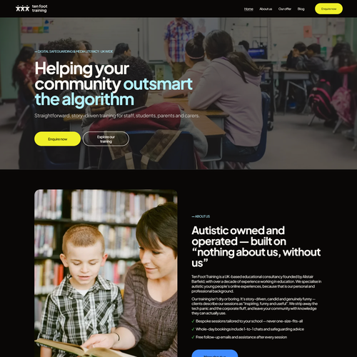 Education design with the title 'Custom B2B Squarespace Website for a UK Safeguarding Training Provider'