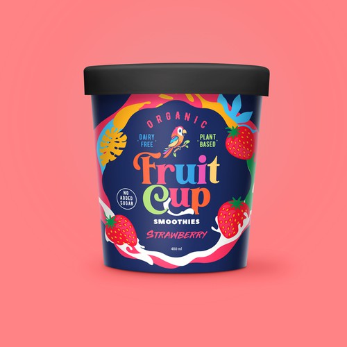 Smoothie packaging with the title 'Fruit Cup smoothie packaging'