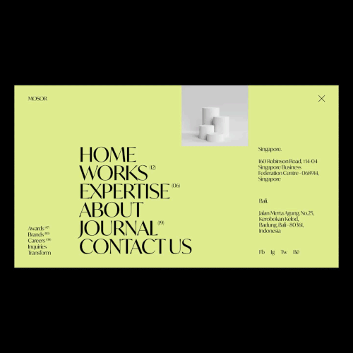 Navigation design with the title 'Elegant Website Concept'