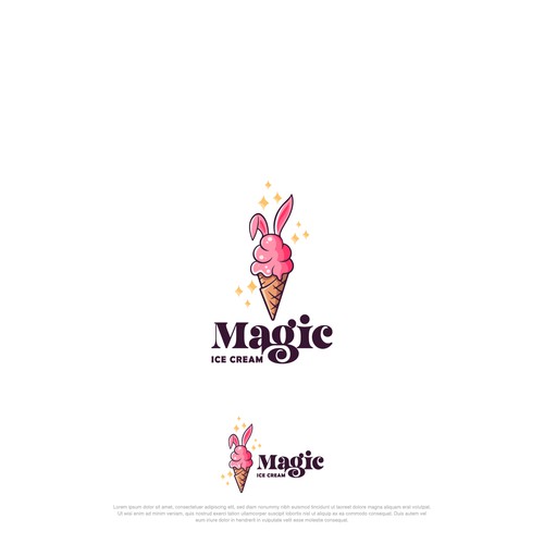Magical logo with the title 'Magic Ice Cream'