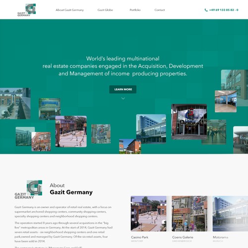 White-space website with the title 'Landing Page Design Concept for Gazit Germany'