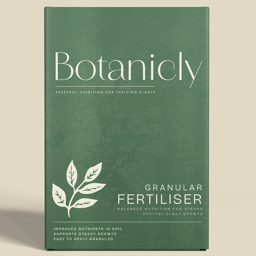 Natural label with the title 'Minimal Modern Fertiliser Packaging'