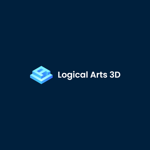 Isometric logo with the title 'Logical Arts 3D'