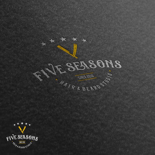Barbershop logo with the title 'Five Seasons Hair & Beard Studio '