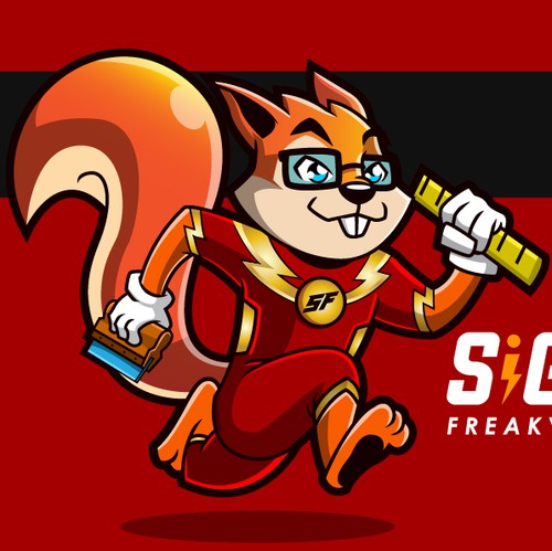 Cartoon lawn care logo with the title 'SignFreaks'