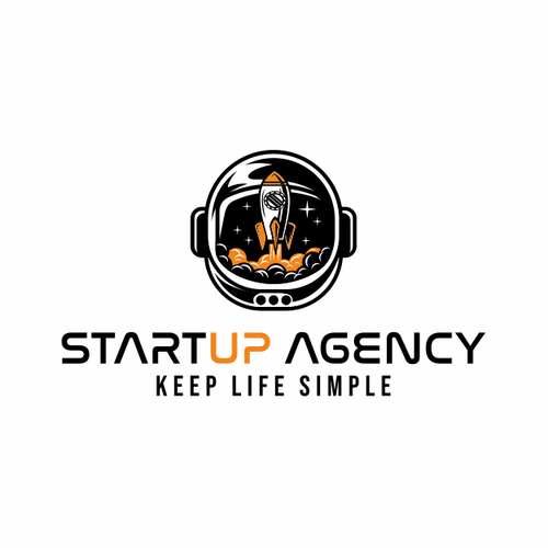 Spaceship design with the title 'Startup Agency'