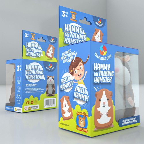 Toy packaging with the title 'Hammy the Talking Hamster'