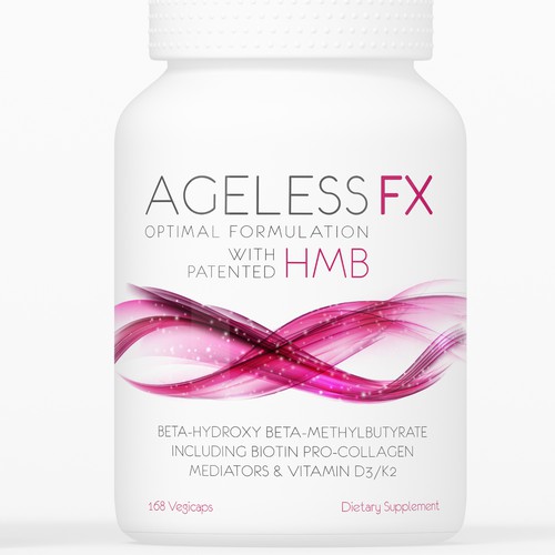 Professional packaging with the title 'Anti-aging nutritional supplement product label'