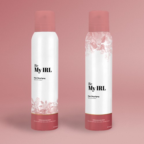 Flower label with the title 'Label draft for hair spray'