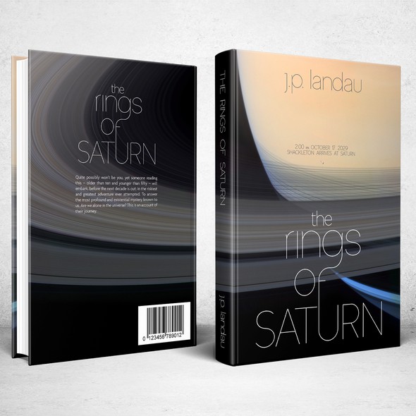 Space book cover with the title 'Book cover for The Rings Of Saturn'