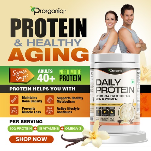 Supplement design with the title 'Protein supplement post design'