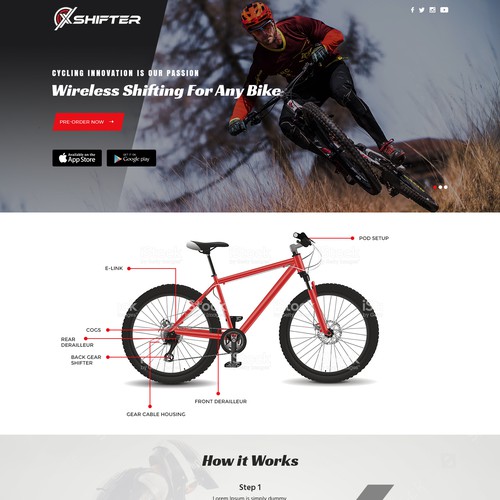 Cycling design with the title 'Design landing page for new cycling product'