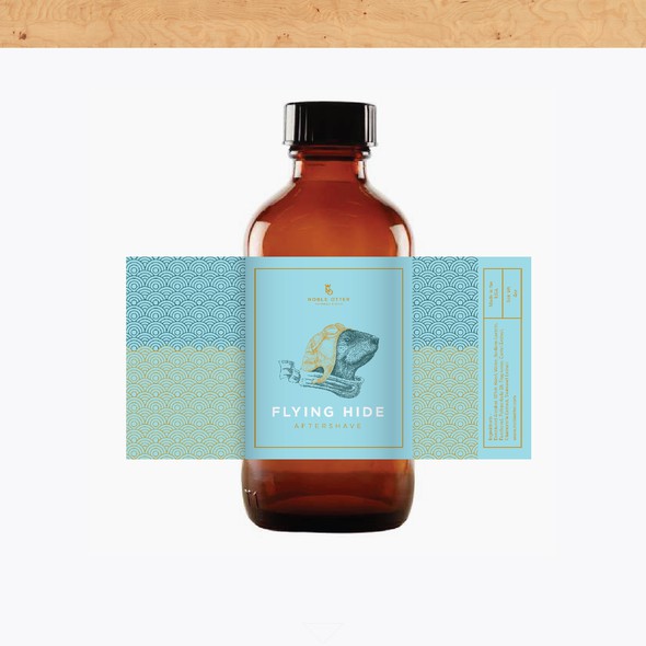 Aviator design with the title 'Whimsical design for Flying Hide line of Shaving Soap and Aftershave labels'