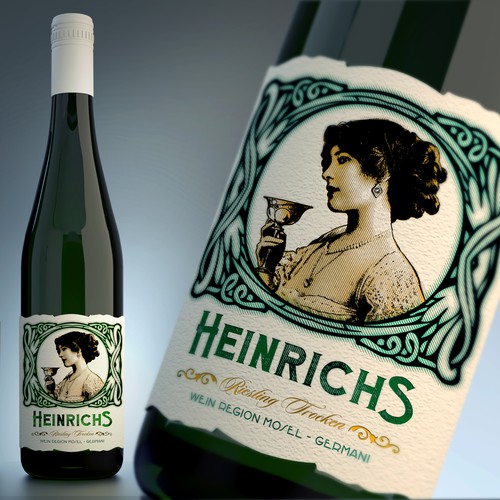 Art Deco label with the title 'En el concurso design a stand out wine label for family estate vintage'