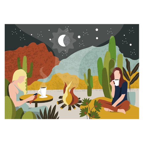 Coffee shop artwork with the title 'Illustration for Coffee Shop'