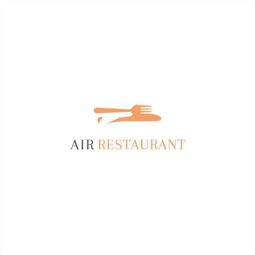 Orange and gray logo with the title 'Logo concept for a restaurant.'