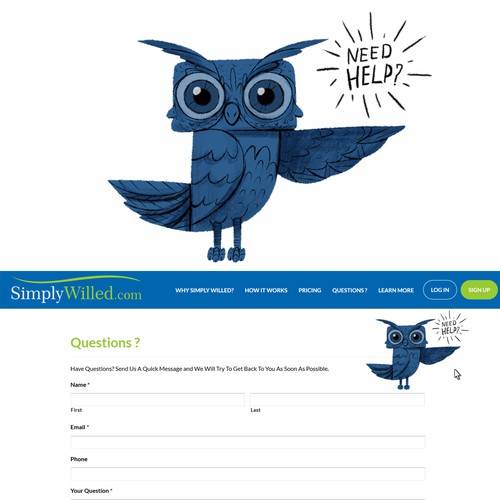 Help design with the title 'Owl character'