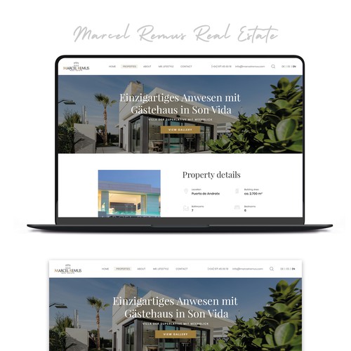 Travel website with the title 'Bold concepts for luxury holiday villas in Mallorca'