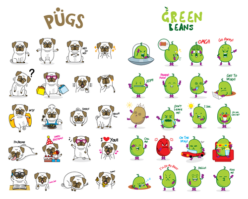 Emoticon design with the title 'Funny Sticker Packs for Dingaling App!'