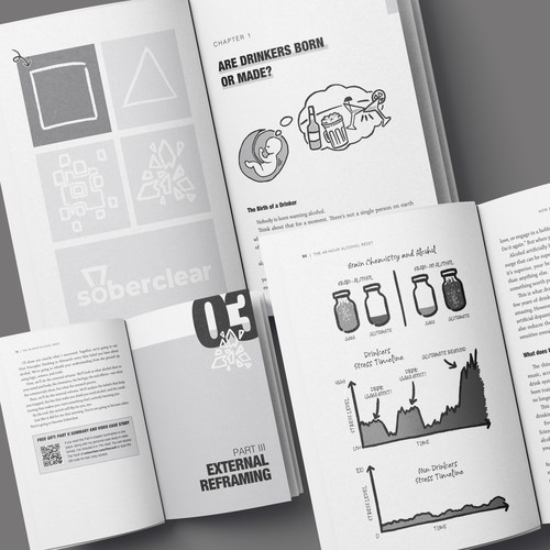 Design with the title 'Book interior layout with custom illustrations'
