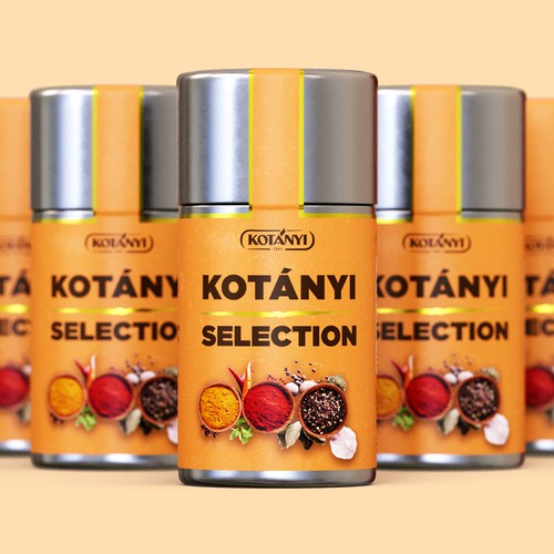 Mockup packaging with the title 'Label design for a blend of spices'