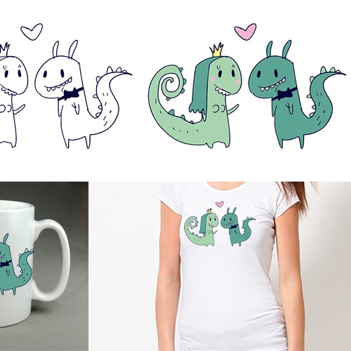 Dinosaur design with the title 'Colorful, unique animal in pop-art style to be printed on household items'