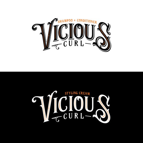 Retail brand with the title 'Vicious Curl - the new curly hair care brand'