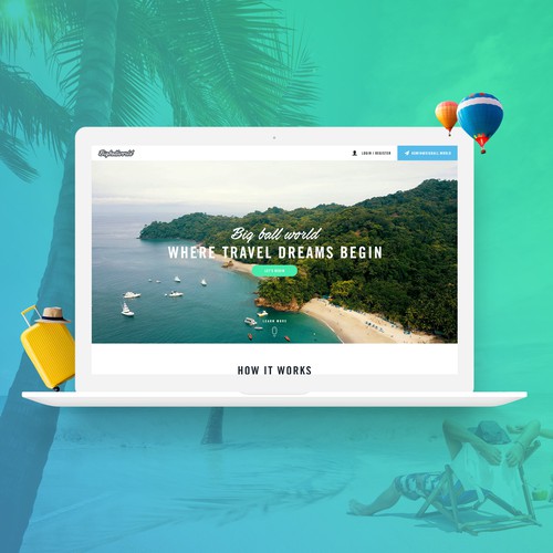 Travel website with the title 'Traveling Website Design'
